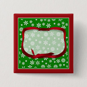 Snowflakes On Green Background Button