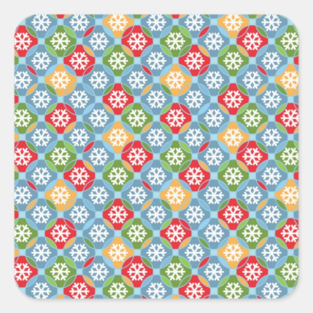 Snowflakes Pattern Square Sticker (Vorderseite)