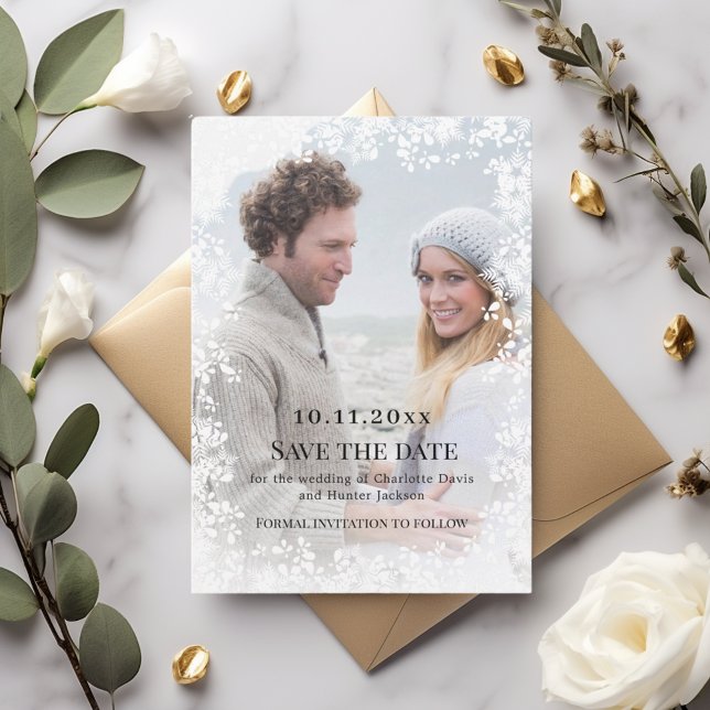 Snowflakes photo winter wedding save the date (Von Creator hochgeladen)