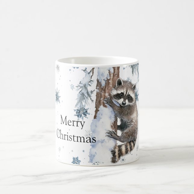 Snowflakes Racoon Winter Christmas Kaffeetasse (Mittel)