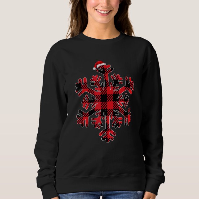 Snowflakes Red And Black Christmas Buffalo Plaid S Sweatshirt (Vorderseite)
