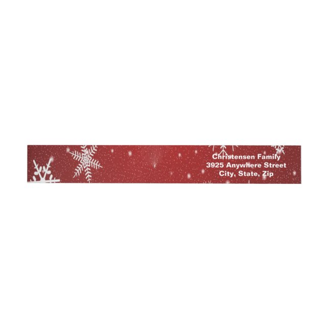 Snowflakes Red Background Wrap Address Labels Rundum-Adressaufkleber (Person)