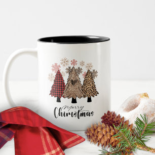 Snowflakes Red Buffalo Kariert Boho Weihnachtsbaum Zweifarbige Tasse