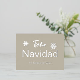 Snowflakes Simple Feliz Navidad Silver Folien Feiertagspostkarte