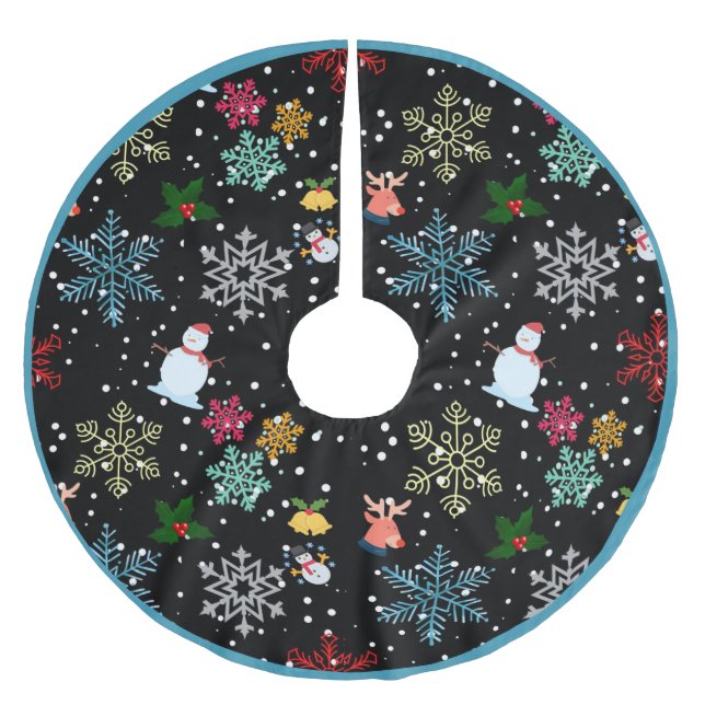 Snowflakes Snowman Christmas Mistletoe Reindeer Polyester Weihnachtsbaumdecke (Vorderseite)