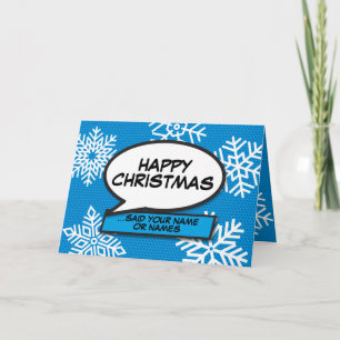 Snowflakes Speech Buble Fun Retro Comic Book Karte