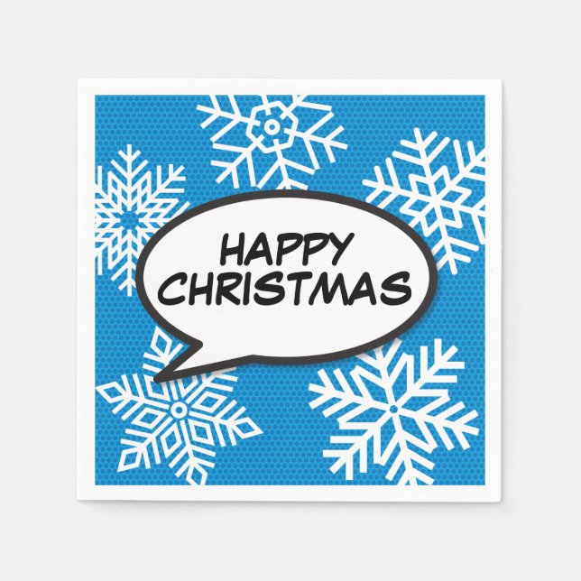 Snowflakes Speech Buble Fun Retro Comic Book Serviette (Vorderseite)