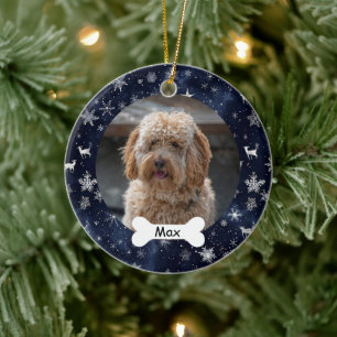 Snowflakes Stars Custom Pet Puppy Foto Keramik Ornament
