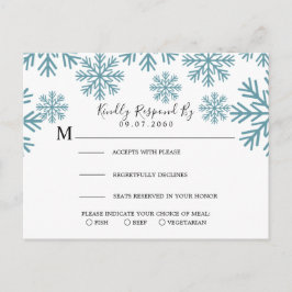 Snowflakes Wedding RSVP Card Einladungspostkarte