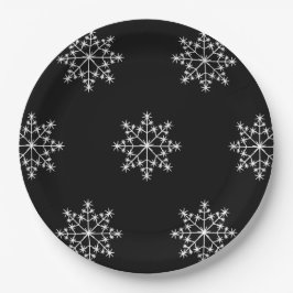 Snowflakes Weihnachten Schwarz-weißer Designurlaub Pappteller