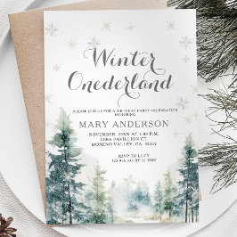 Snowflakes White Winter Onederland Geburtstag Einladung