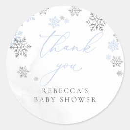 Snowflakes Winter Boy Babydusche Danke Runder Aufkleber