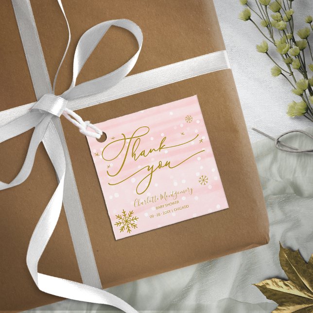 Snowflakes Winter Girl Babydusche Danke Geschenkanhänger (Von Creator hochgeladen)