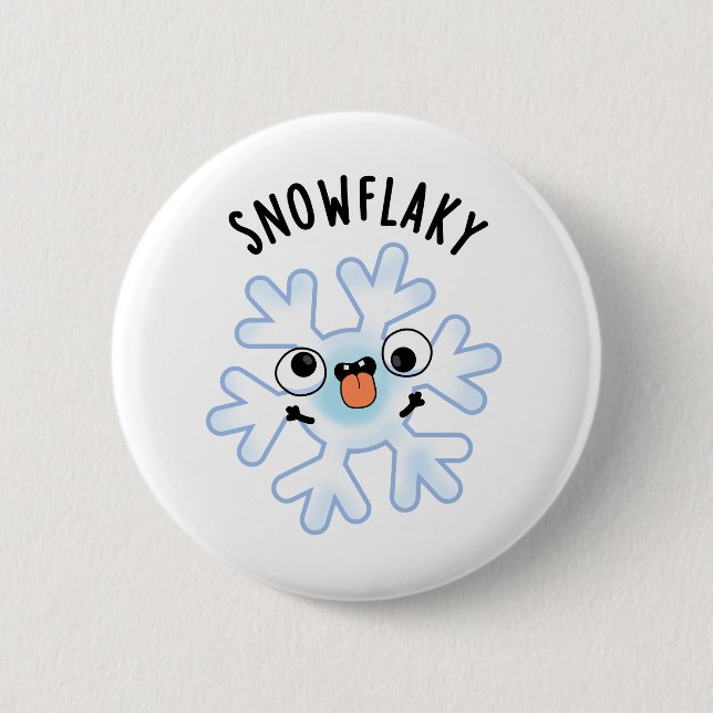 Snowflaky Funny Snow Flake Puff Button (Vorderseite)