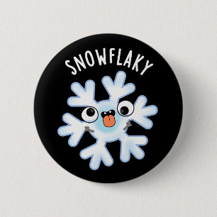 Snowflaky Funny Snow Flake Puff Dark BG Button