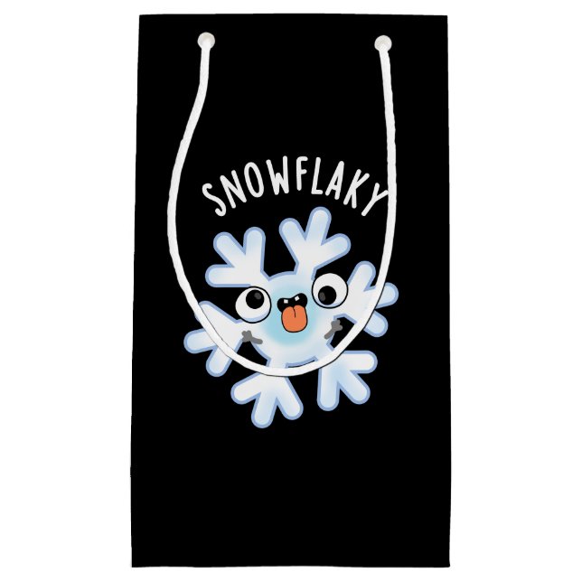 Snowflaky Funny Snow Flake Puff Dark BG Kleine Geschenktüte (Vorderseite)