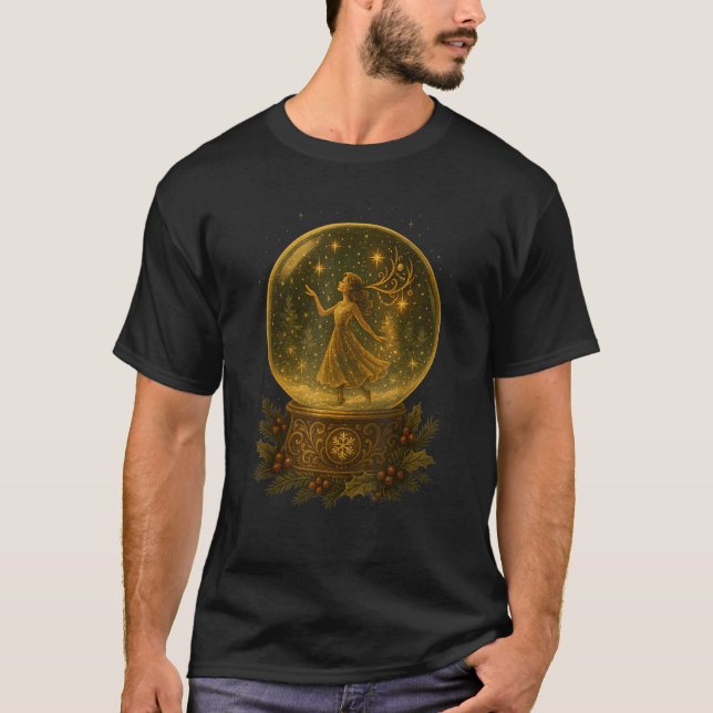 Snowglobe Christmas Design with Sparkle and Grace  T-Shirt (Vorderseite)