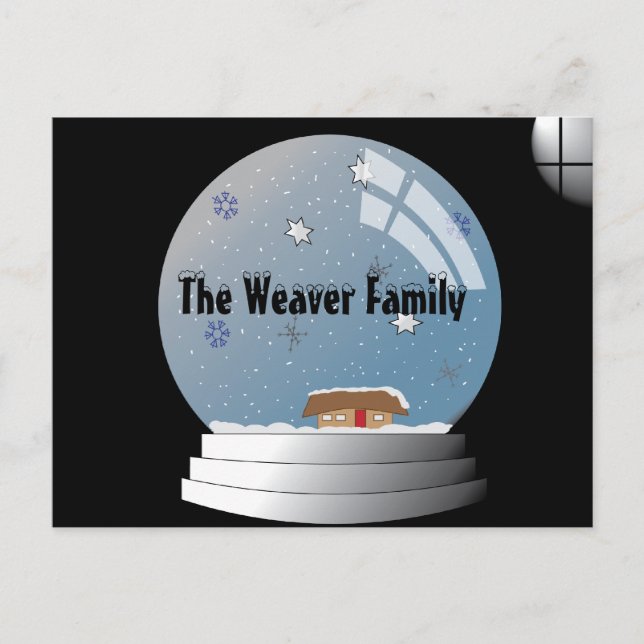 Snowglobe Illustration Personalisiert Postkarte (Vorderseite)