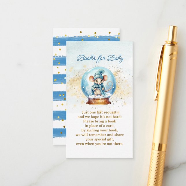 Snowglobe Winter Thema Kinderdusche Anfrage Begleitkarte (Vorderseite/Rückseite Beispiel)