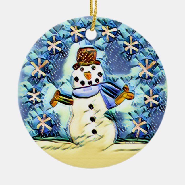 Snowie Snowman Keramik Ornament (Vorne)