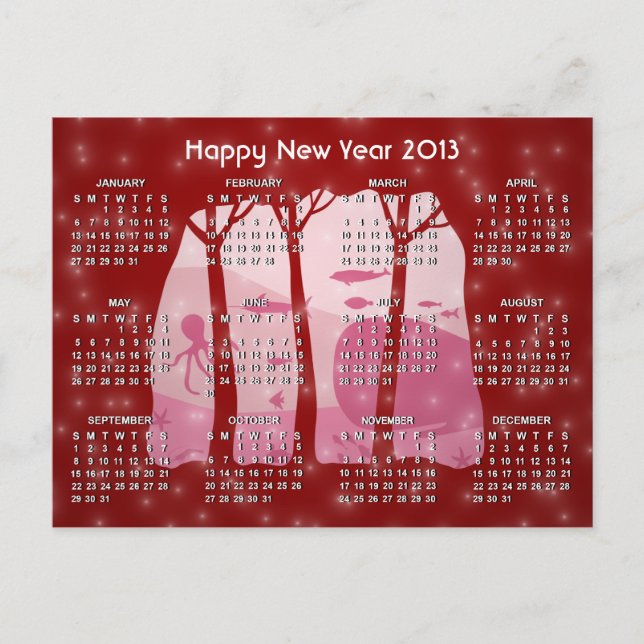 Snowing Fantasy Forest 2013 Kalender Postkarte (Vorderseite)