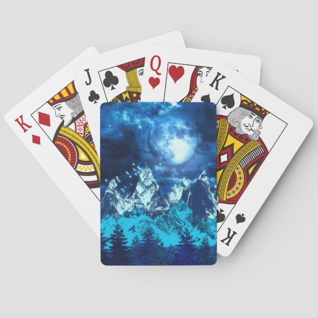 Snowing Night Mountains Spielkarten (Rückseite)