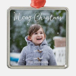Snowing Photo Christmas Premium Square Ornament
