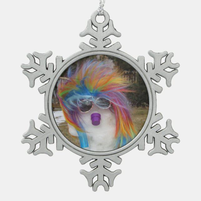 Snowlady Schneeflocke-Zinn-Verzierung Schneeflocken Zinn-Ornament (Vorderseite)