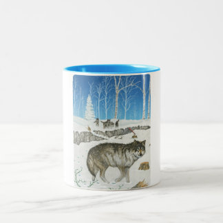 Snowland einziger Wolf-Tasse Zweifarbige Tasse
