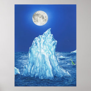 Snowland Eisberg unter dem Vollmond Poster