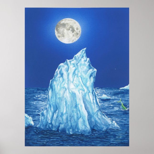 Snowland Iceberg unter dem Vollmond Poster (Vorne)