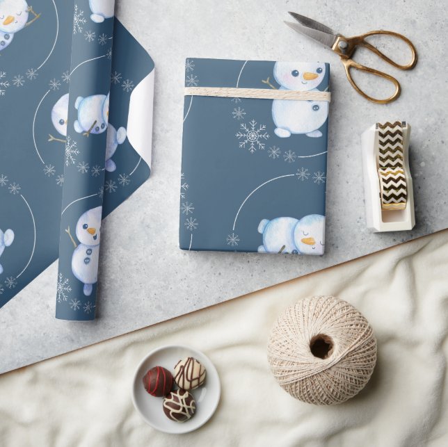 "Snowman" 3 Niedliches Snowman-Thema Geschenkpapier (Kunsthandwerk)