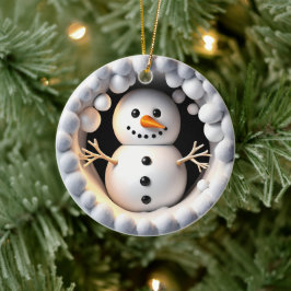 Snowman 3D-Effekt NICHT real 3D Keramik Ornament