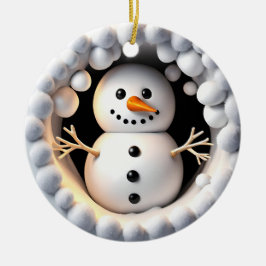 Snowman 3D-Effekt NICHT real 3D Keramik Ornament