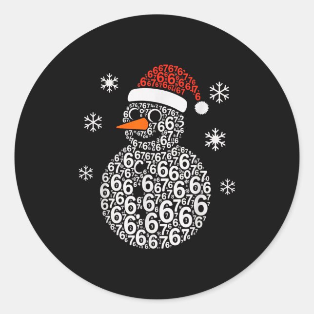 Snowman 67 Six Seven 6 7 Meme Christmas Funny Boy  Runder Aufkleber (Vorderseite)