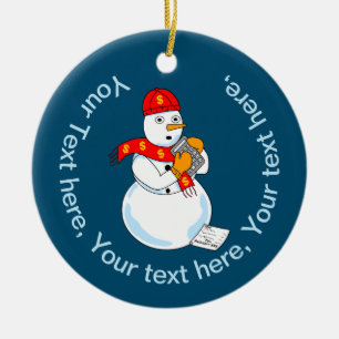 Snowman Accountant Keramik Ornament