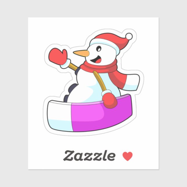 Snowman als Snowboarder mit Sonowboard.PNG Aufkleber (Blatt)