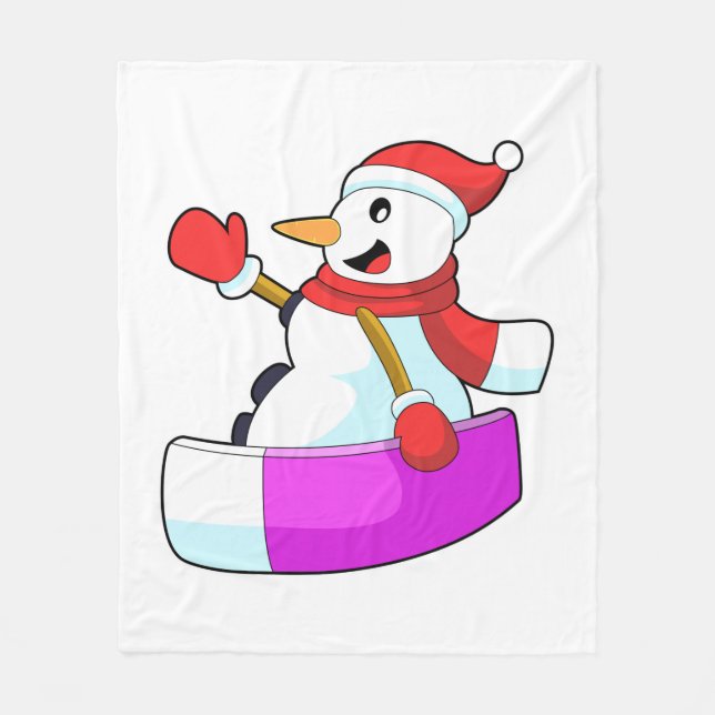Snowman als Snowboarder mit Sonowboard.PNG Fleecedecke (Vorderseite)