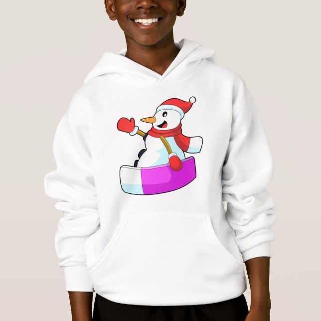 Snowman als Snowboarder mit Sonowboard.PNG Hoodie (Vorderseite)