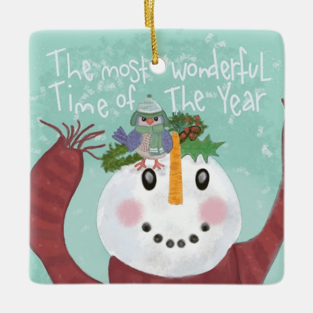 Snowman and Bird Ornament (Vorderseite)