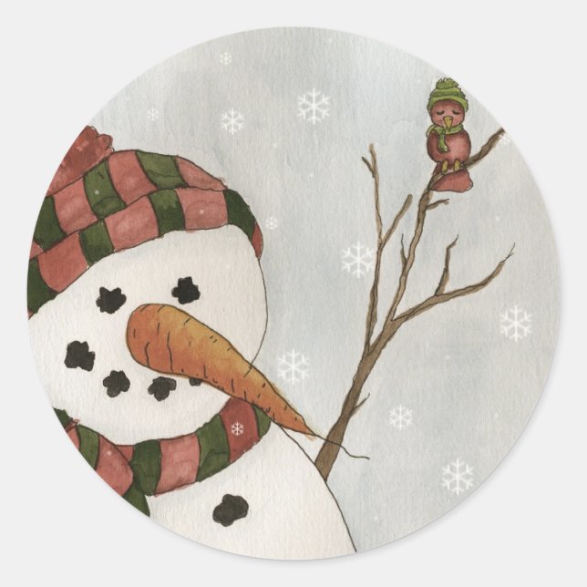 Snowman and Bird Sticker (Vorderseite)