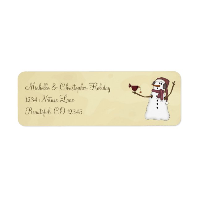 Snowman and Bird Winter Address Label (Vorne)