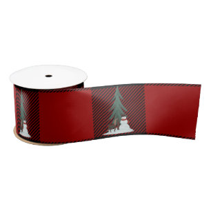 Snowman and Dee on Kariert Satin Ribbon Satinband
