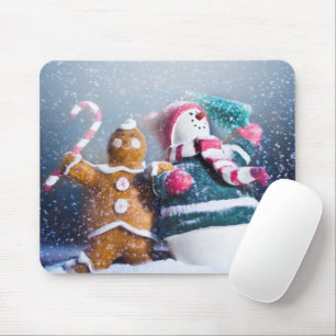 Snowman and gingerbread mousepad