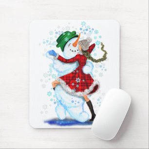 Snowman and Girl Dancers Mouse Pad Mousepad