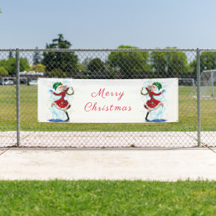Snowman and Girl Dancers Tango Weihnachtsbanner Banner