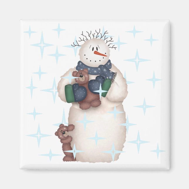 Snowman and Teddy Bears - Hemden und Geschenke Magnet (Vorne)
