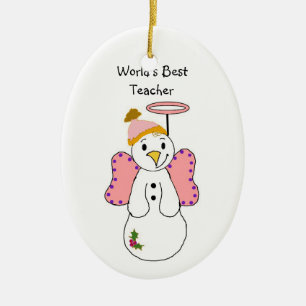 Snowman Angel World ist der beste Lehrer Keramik Ornament