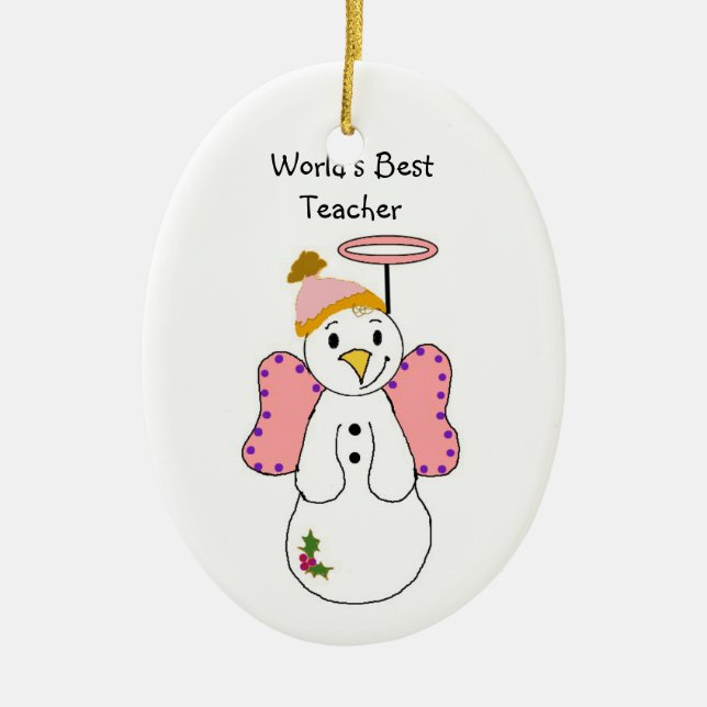 Snowman Angel World ist der beste Lehrer Keramik Ornament (Vorne)
