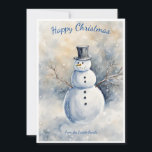 Snowman: Anpassbares Minimalistisches Winterwunder Feiertagskarte<br><div class="desc">Snowman Serenity: Minimalistische Winterwonderland-Urlaubskarte individuell und individuell. Tauchen Sie ein in die ruhige Winterlandschaft mit unserer Minimalistischen Snowy Winter Wonderland Aquarellwaschkarte mit einem Schneemann in der Wildnis. Die Worte "Happy Christmas" Kurve anmutig an der Spitze, und am Ende, "From the (name) family" fügt eine persönliche Touch hinzu. Dreh die Karte,...</div>